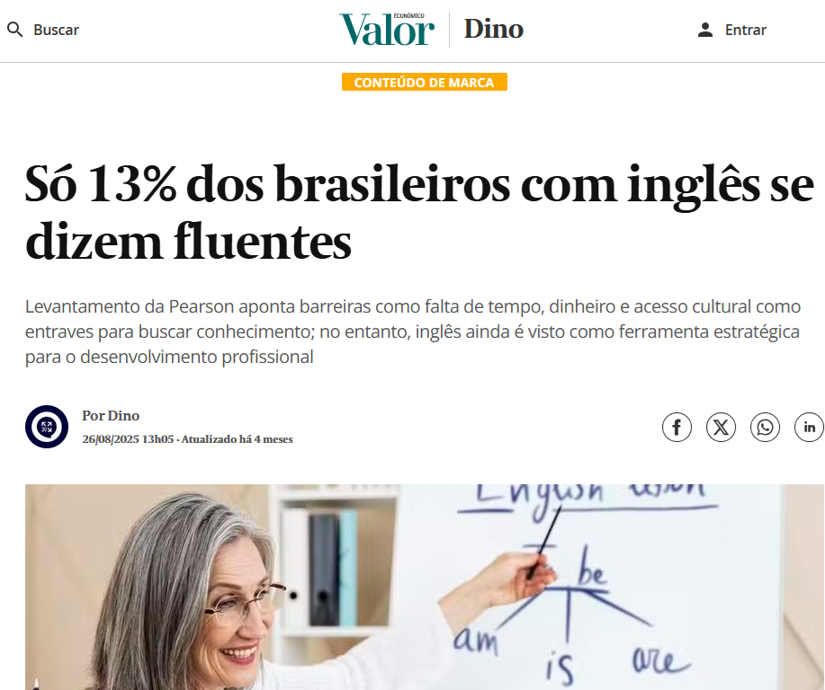 Valor Econômico: Só 13% dos brasileiros com inglês se dizem fluentes